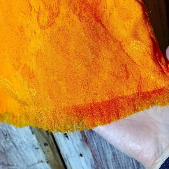 Zara textured ankle jumpsuit jacquard collared raw hem orange size xs - Picture 5 of 10